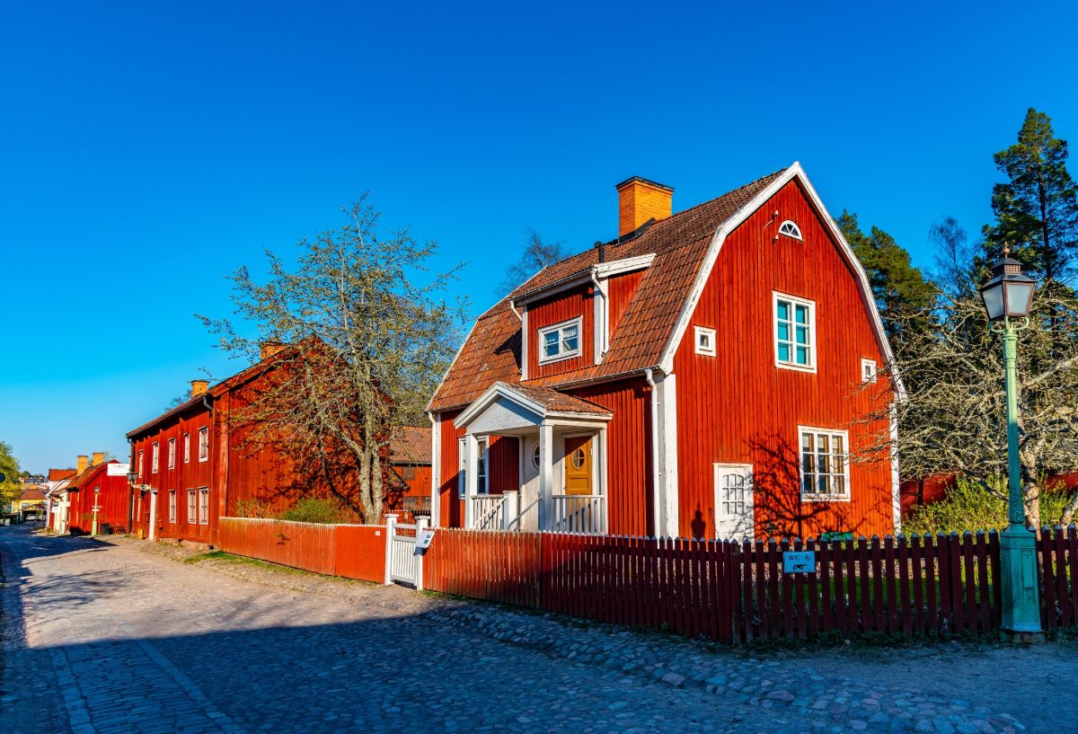 Motiv fra Gamla Stan Linköping med sin typiske trehusbebyggelse